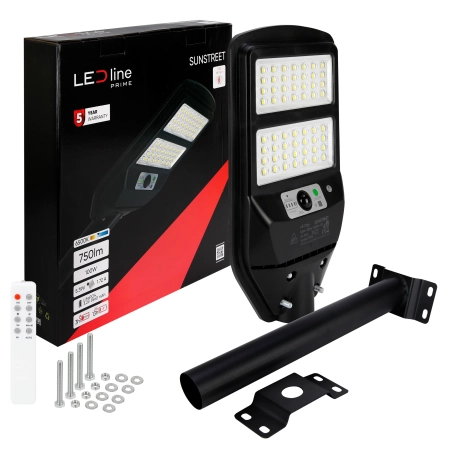 Lampa LED solarna uliczna SUNSTREET 100W 6500K 750lm IP54 PRIME